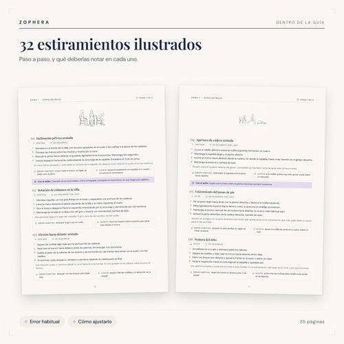 Zophera Fascia y estiramientos para quien pasa el día sentada (guía PDF)