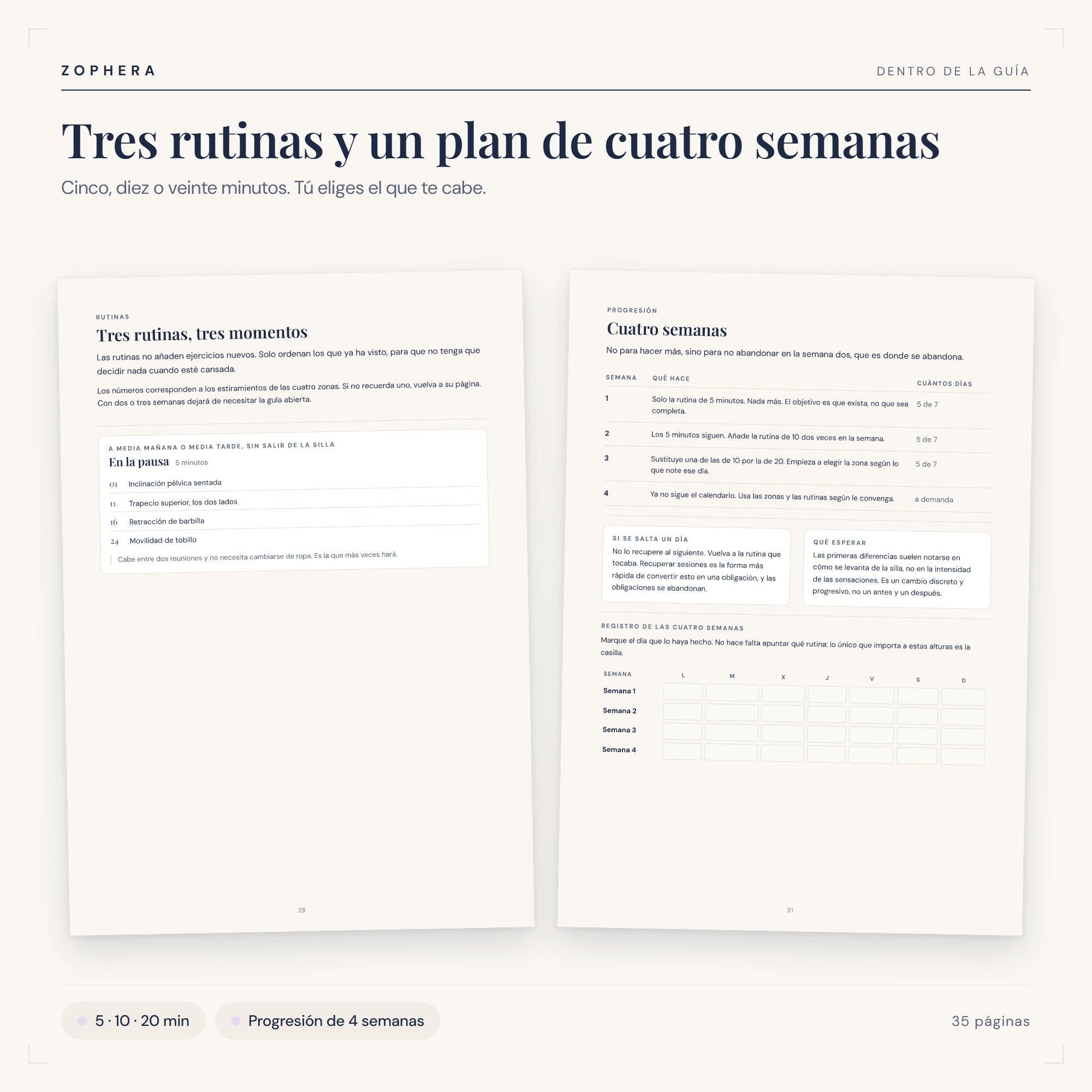 Zophera Fascia y estiramientos para quien pasa el día sentada (guía PDF)