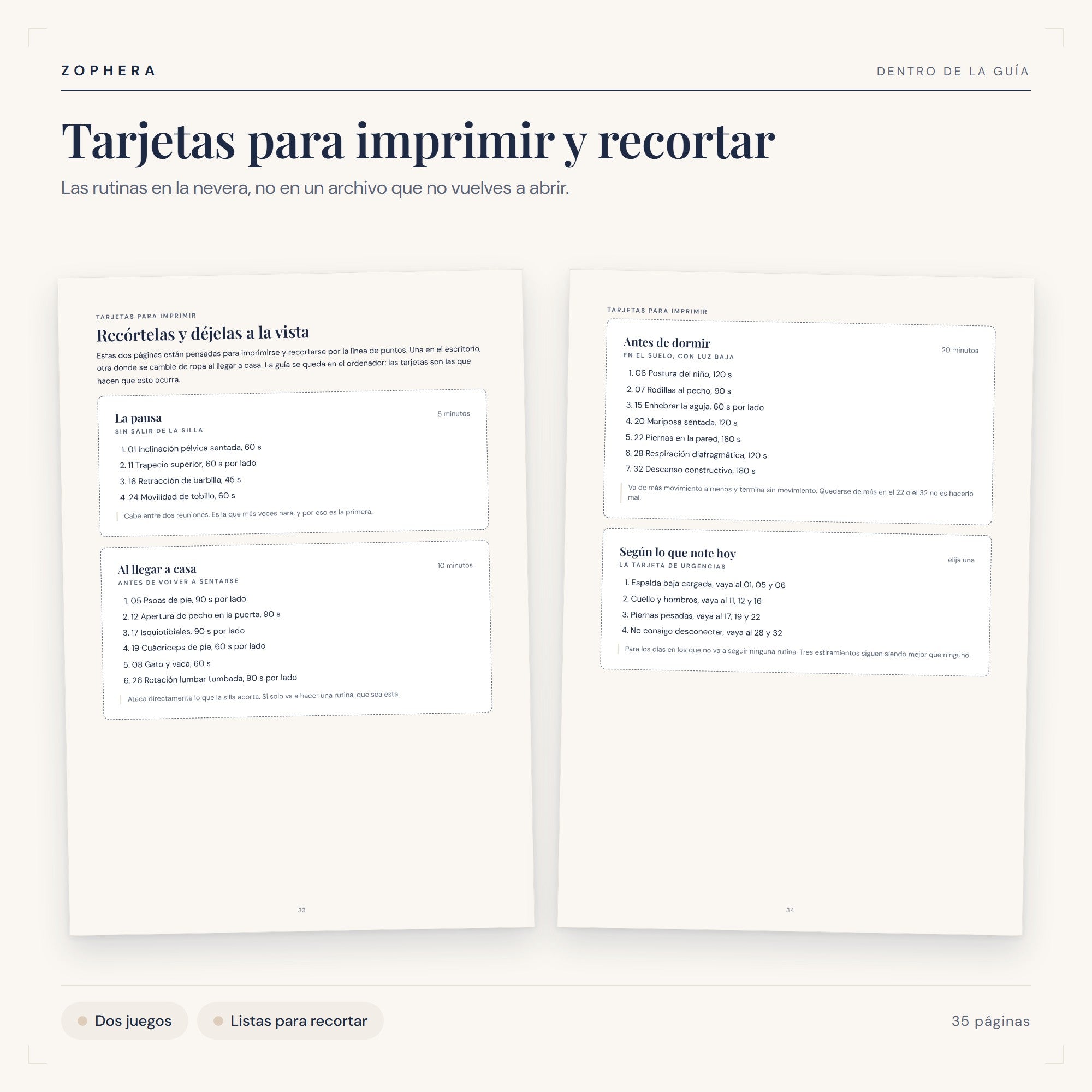 Zophera Fascia y estiramientos para quien pasa el día sentada (guía PDF)